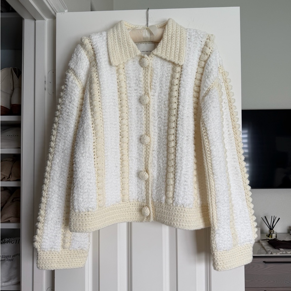 English Factory Premium Hand Made Pom Pom Cardigan